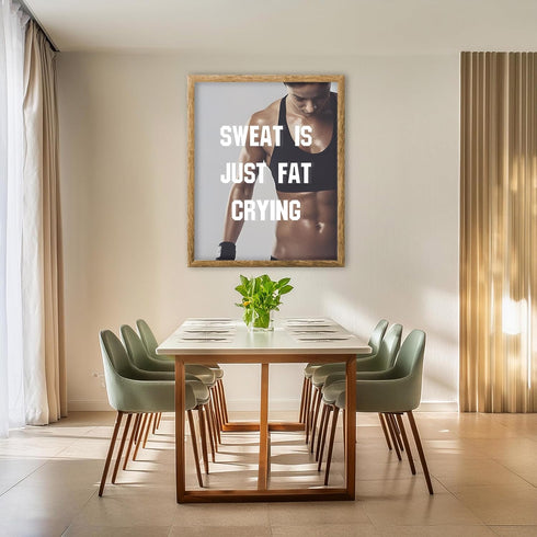 Posterizer 1 pcs-Sweat is just fat crying-funny working out quotes-Comedy Art-Motivational & Inspirational Art-Decor for Gym, Studio- UNFRAMED Wal...